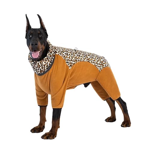 Overall for Hunde, Winter, Weich, Warm, Fleece-Overall for Kleine, Mittelgroße Und Große Hunde, Verdickter Haustiermantel Mit Reflektierendem 4-Beine-Kragen (Color : Brown Camo, Size : L) von INSTR