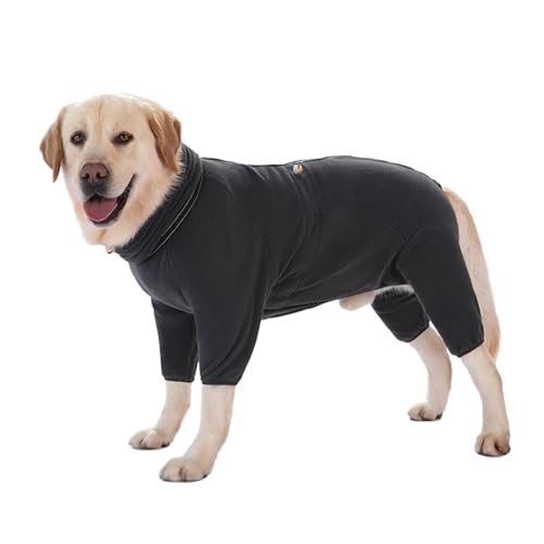 Overall for Hunde, Winter, Weich, Warm, Fleece-Overall for Kleine, Mittelgroße Und Große Hunde, Verdickter Haustiermantel Mit Reflektierendem 4-Beine-Kragen (Color : Dark Grey, Size : 3XL) von INSTR