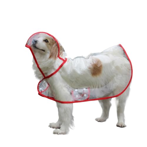 Pet Supplies Hunderegenmantel, wasserdicht, Neuer transparenter Kunststoff, modischer Poncho, personalisierte Farbkanten-Kostüme for große Hunde (Color : Red, Size : L) von INSTR