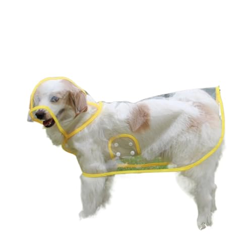 Pet Supplies Hunderegenmantel, wasserdicht, Neuer transparenter Kunststoff, modischer Poncho, personalisierte Farbkanten-Kostüme for große Hunde (Color : Yellow, Size : XXL) von INSTR