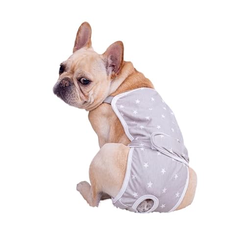 Physiologische Windelhose for Hunde, Unisex, Baumwolle, Hundeshorts, kompatibel mit Französische Bulldogge, Mops, Unterwäsche, Corgi-Slips, Haustierprodukte (Color : Gray, Size : L) von INSTR