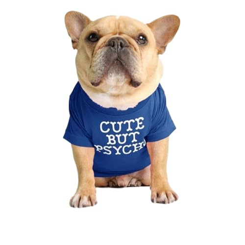 Sommer/Frühling Hundekleidung, hochwertige, atmungsaktive Haustierkleidung, weiche Buchstaben, Bedruckt, französische Bulldoggen-Kleidung, kompatibel mit T-Shirt for kleine Hunde (Color : Navy Blue-B von INSTR