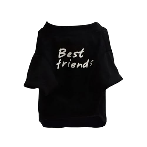 Sommer Frühling Hundekleidung Best Friends Print Haustier Hundeweste Kleine Hunde Rundhals T-Shirt Kompatibel mit Französische Bulldogge Mops Kleidung (Color : Black, Size : M) von INSTR