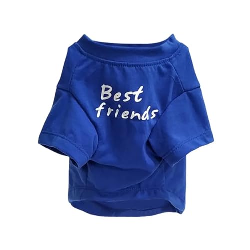 Sommer Frühling Hundekleidung Best Friends Print Haustier Hundeweste Kleine Hunde Rundhals T-Shirt Kompatibel mit Französische Bulldogge Mops Kleidung (Color : Blue, Size : XL) von INSTR