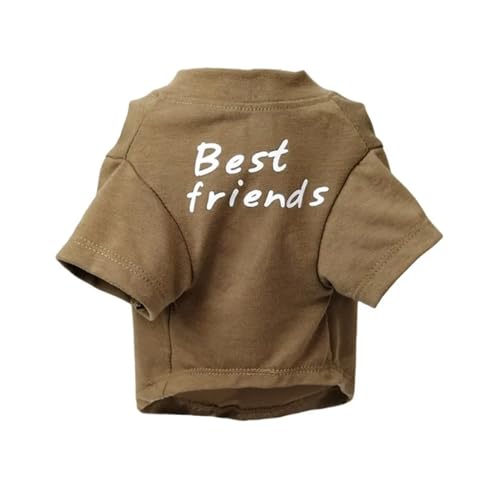 Sommer Frühling Hundekleidung Best Friends Print Haustier Hundeweste Kleine Hunde Rundhals T-Shirt Kompatibel mit Französische Bulldogge Mops Kleidung (Color : Khaki, Size : S) von INSTR