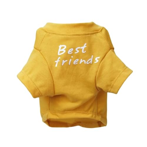 Sommer Frühling Hundekleidung Best Friends Print Haustier Hundeweste Kleine Hunde Rundhals T-Shirt Kompatibel mit Französische Bulldogge Mops Kleidung (Color : Yellow, Size : 2XL) von INSTR