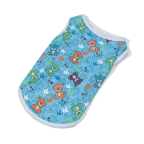 Süße Bedruckte Weste Haustier Hund Kleidung Katze T-Shirt Kleidung Sommer Mode dünne atmungsaktive Röcke kompatibel mit Chihuahua Mädchen Mops York (Color : Light Blue, Size : L) von INSTR