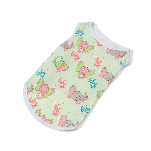 Süße Bedruckte Weste Haustier Hund Kleidung Katze T-Shirt Kleidung Sommer Mode dünne atmungsaktive Röcke kompatibel mit Chihuahua Mädchen Mops York (Color : Light Green, Size : S) von INSTR