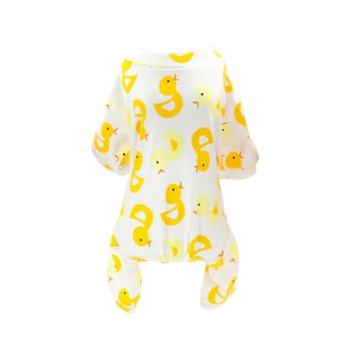 Warme Haustierkleidung, Baumwoll-Hundepyjama, gelbe Ente, weiches Material, dehnbarer Hundepyjama, Einteiler, Kleidung for Hunde und Katzen, kompatibel mit kleinen Hunden (Color : Yellow Duck, Size von INSTR