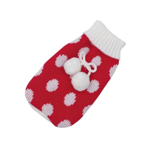Warme Haustierkleidung, kompatibel mit kleinen und mittelgroßen Hunden, Winter-Weihnachtshundepullover, Haustierkleidung, Strickkostüm, Mantel, Kleidung mit Cartoon-Druck (Color : Red Dot, Size : XS von INSTR