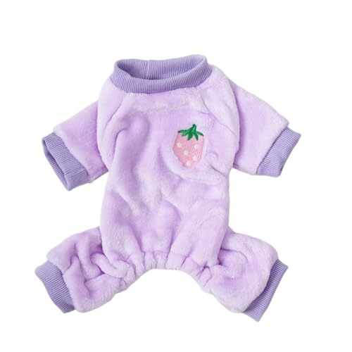 Weiche warme Haustier-Hundeoverall-Kleidung, kompatibel mit Hunden, Pyjama, Fleece-Haustier-Hundekleidung, kompatibel mit Hunden, Mantel, Jacke, Chihuahua, Yorkshire (Color : Purple, Size : L) von INSTR