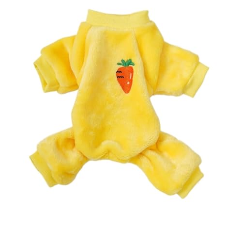 Weiche warme Haustier-Hundeoverall-Kleidung, kompatibel mit Hunden, Pyjama, Fleece-Haustier-Hundekleidung, kompatibel mit Hunden, Mantel, Jacke, Chihuahua, Yorkshire (Color : Yellow, Size : L) von INSTR