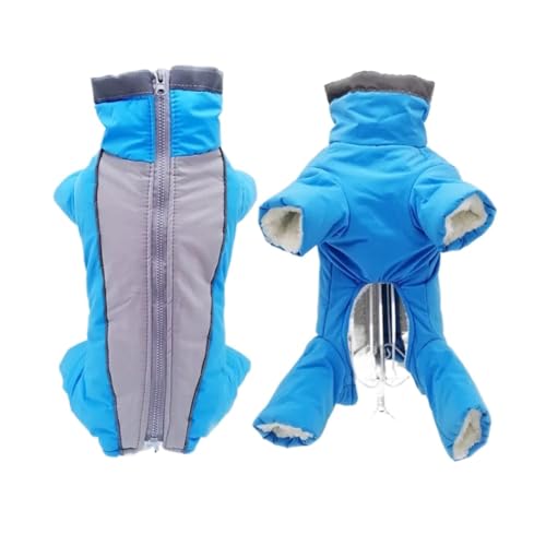Winter-Overall for Hunde, warme und wasserdichte Haustier-Overall-Hose, männlich/weiblich, reflektierende Kleidung for kleine Hunde, Welpen-Daunenjacke (Color : Boy Blue, Size : XXL 18) von INSTR