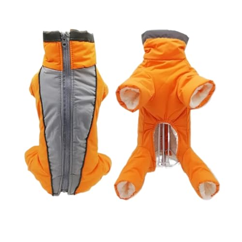 Winter-Overall for Hunde, warme und wasserdichte Haustier-Overall-Hose, männlich/weiblich, reflektierende Kleidung for kleine Hunde, Welpen-Daunenjacke (Color : Boy orange, Size : L 14) von INSTR