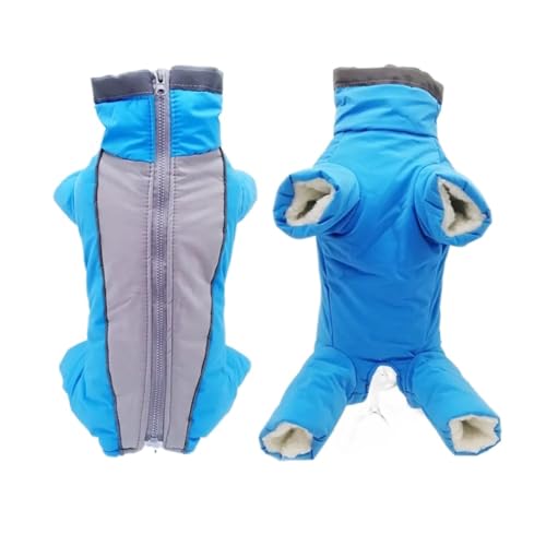 Winter-Overall for Hunde, warme und wasserdichte Haustier-Overall-Hose, männlich/weiblich, reflektierende Kleidung for kleine Hunde, Welpen-Daunenjacke (Color : Girl Blue, Size : M 12) von INSTR