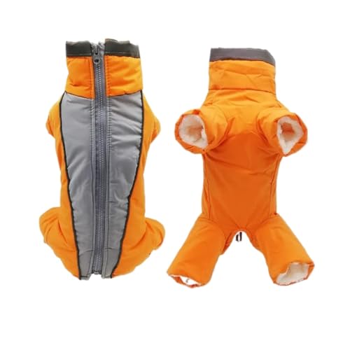 Winter-Overall for Hunde, warme und wasserdichte Haustier-Overall-Hose, männlich/weiblich, reflektierende Kleidung for kleine Hunde, Welpen-Daunenjacke (Color : Girl orange, Size : L 14) von INSTR