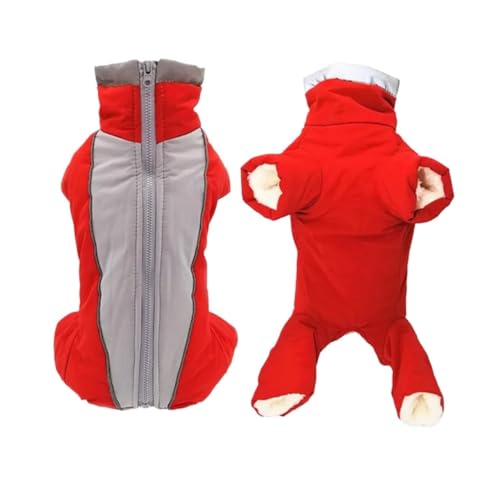 Winter-Overall for Hunde, warme und wasserdichte Haustier-Overall-Hose, männlich/weiblich, reflektierende Kleidung for kleine Hunde, Welpen-Daunenjacke (Color : Girl red, Size : XL 16) von INSTR