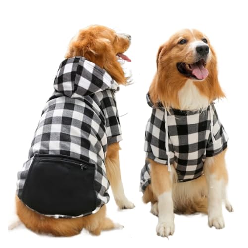 Winter warme Haustier-Hundekleidung, Karierter Druck, großer Hundemantel, Outfit, kompatibel mit großen Hunden, Labrador-Kapuzenpullover, Pullover, Gold-Retriever-Kleidung (Color : Gray, Size : XXL Winter warme Haustier-Hundekleidung, Karierter Druck, großer Hundemantel, Outfit, kompatibel mit großen Hunden, Labrador-Kapuzenpullover, Pullover, Gold-Retriever-Kleidung (Color : Gray, Size : XXL von INSTR