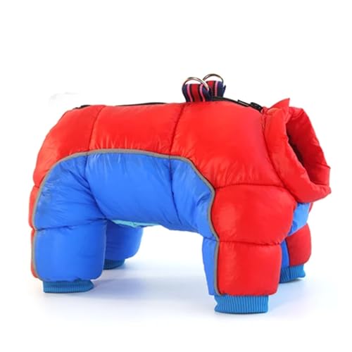 Winterkleidung for Hunde, kompatibel mit kleinen Hunden, warme, reflektierende Welpenkleidung, Kostüm for französische Bulldogge, mittlerer Mantel, kompatibel mit Chihuahua-Hundejacke (Color : Red Bl von INSTR