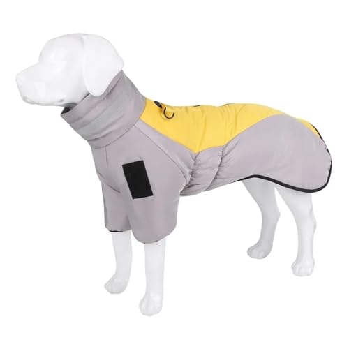 Winterkleidung for große Hunde, wasserdicht, Jacke for größere Hunde, Weste mit hohem Kragen, warme Hundemantel-Kleidung, kompatibel mit Französische Bulldogge, Windhund (Color : Yellow, Size : XL) von INSTR