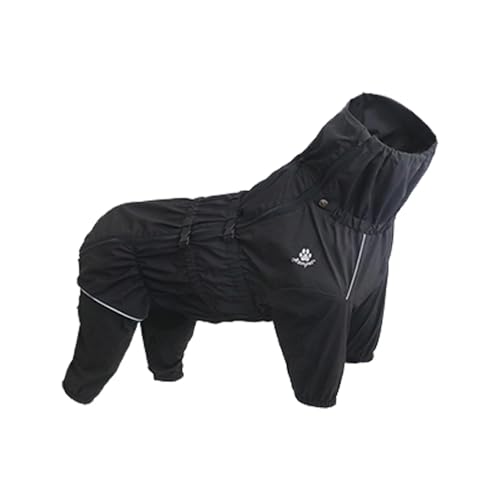 wasserdichte Haustier-Hunde-Outdoor-Jacke, Kleidung, Warmer Wintermantel, großer Overall, reflektierender Regenmantel, kompatibel mit kleinen, mittelgroßen und großen Hunden (Color : Black, Size : X von INSTR