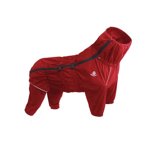 wasserdichte Haustier-Hunde-Outdoor-Jacke, Kleidung, Warmer Wintermantel, großer Overall, reflektierender Regenmantel, kompatibel mit kleinen, mittelgroßen und großen Hunden (Color : Red, Size : M) von INSTR