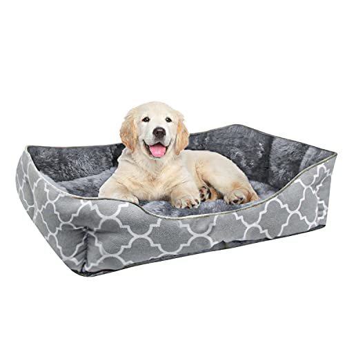 INTIRILIFE Flauschiges Haustierbett mit doppelseitigem Innenkissen in Blau-Grau - Größe 57 x 47 cm - Weiches rundes rutschfestes Hundebett Katzenbett Kissen Komfortables Hundesofa Katzensofa INTIRILIFE Flauschiges Haustierbett mit doppelseitigem Innenkissen in Blau-Grau - Größe 57 x 47 cm - Weiches rundes rutschfestes Hundebett Katzenbett Kissen Komfortables Hundesofa Katzensofa von INTIRILIFE