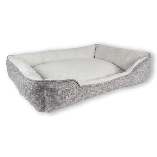 INTIRILIFE Flauschiges Plüsch Haustierbett in Grau - 60 x 47 x 13 cm - Weiches rutschfestes Hundebett Katzenbett Kissen Komfortables Hundesofa Katzensofa für Hunde und Katzen von INTIRILIFE