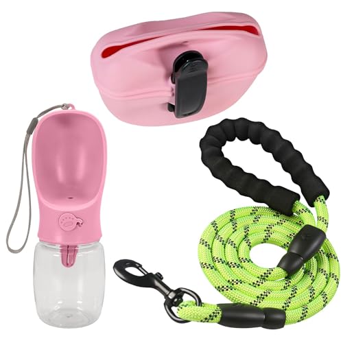 INTIRILIFE Hundeleinen Set Rosa: Leckerlibeutel & Trinkflasche & Hundeleine - Futterbeutel mit Clip, Wasserflasche, Haustierleine reflektierend für Hundetraining, Spaziergänge und Unterwegs INTIRILIFE Hundeleinen Set Rosa: Leckerlibeutel & Trinkflasche & Hundeleine - Futterbeutel mit Clip, Wasserflasche, Haustierleine reflektierend für Hundetraining, Spaziergänge und Unterwegs von INTIRILIFE