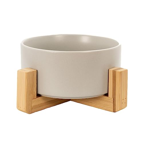 Intirilife Futternapf aus Keramik mit Gestell in Grau - Gesamt 20.5 x 8.5 cm - Napf 15.5 x 6.5 cm - 800 ml Füllmenge - Fressnapf, Trinknapf für Hunde und Katzen mit Bambushalter Intirilife Futternapf aus Keramik mit Gestell in Grau - Gesamt 20.5 x 8.5 cm - Napf 15.5 x 6.5 cm - 800 ml Füllmenge - Fressnapf, Trinknapf für Hunde und Katzen mit Bambushalter von INTIRILIFE