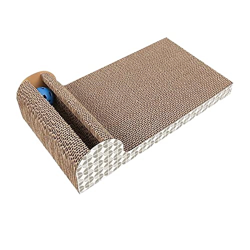 Intirilife Katzenkratzbrett Katzenspielzeug aus brauner Wellpappe mit 45.5 x 24.5 x 10.5 cm Größe - Kratzpappe zur spielerischen Beschäftigung Ihrer Katze von INTIRILIFE