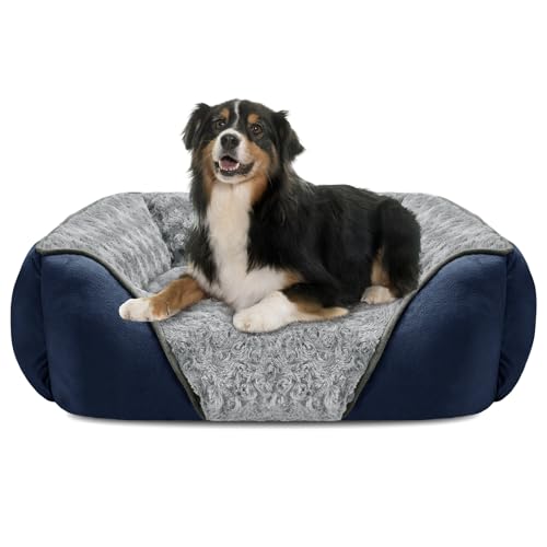 INVENHO Hundebett, rechteckig, waschbar, orthopädisch, weich, beruhigend, langlebig, mit rutschfester Unterseite von INVENHO