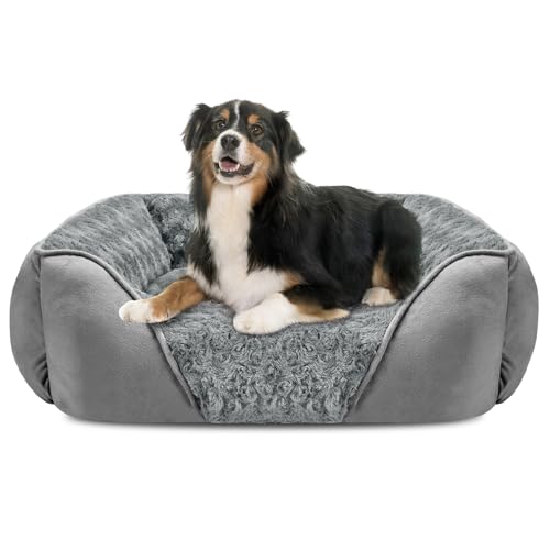 INVENHO Hundebett, rechteckig, waschbar, orthopädisch, weich, beruhigend, langlebig, mit rutschfester Unterseite von INVENHO