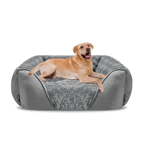 INVENHO Hundebett, rechteckig, waschbar, orthopädisch, weich, beruhigend, langlebig, mit rutschfester Unterseite von INVENHO