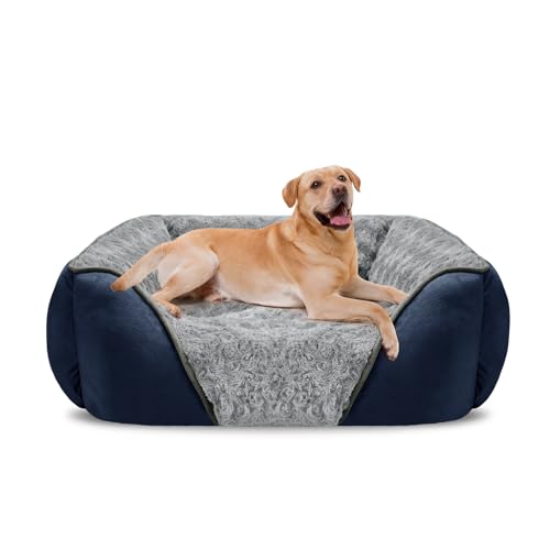 INVENHO Hundebett, rechteckig, waschbar, orthopädisch, weich, beruhigend, langlebig, mit rutschfester Unterseite von INVENHO