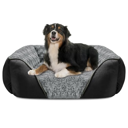 INVENHO Hundebett, rechteckig, waschbar, orthopädisch, weich, beruhigend, langlebig, mit rutschfester Unterseite von INVENHO
