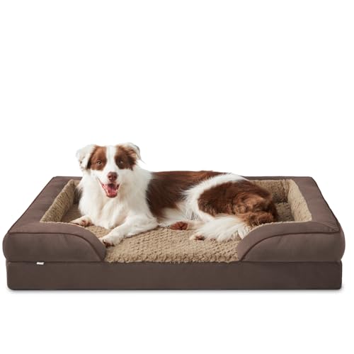 INVENHO Orthopädisches Hundebett für große Hunde, waschbar, wasserdicht, Eierkisten-Schaumstoff-Hunde-Couch-Bett mit waschbarem, abnehmbarem Bezug, wasserdichtem Futter und rutschfester Unterseite von INVENHO