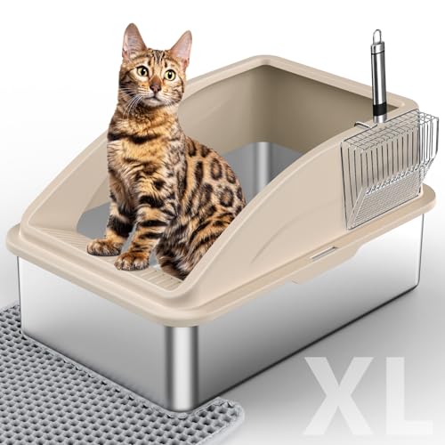 Katzentoilette aus Edelstahl, extra große Katzentoiletten für große Katzen, XL Metall Katzentoilette mit Deckel, Anti-Urinleckage, nicht klebrig, inklusive Katzenmatte und Streuschaufel Katzentoilette aus Edelstahl, extra große Katzentoiletten für große Katzen, XL Metall Katzentoilette mit Deckel, Anti-Urinleckage, nicht klebrig, inklusive Katzenmatte und Streuschaufel von INVENHO
