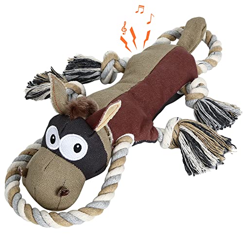 IOKHEIRA Hundespielzeug für große Hunde mit Quietscher Zugseil | Plüschtier Interaktives Kauspielzeug für mittelgroße und kleine Hunde von IOKHEIRA