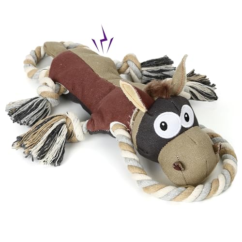 IOKHEIRA Hundespielzeug große Hunde -Plüsch Quietschend Apportierspiel Ziehspiel - Squeak Toys for Dogs (Brown, Donkey) von IOKHEIRA