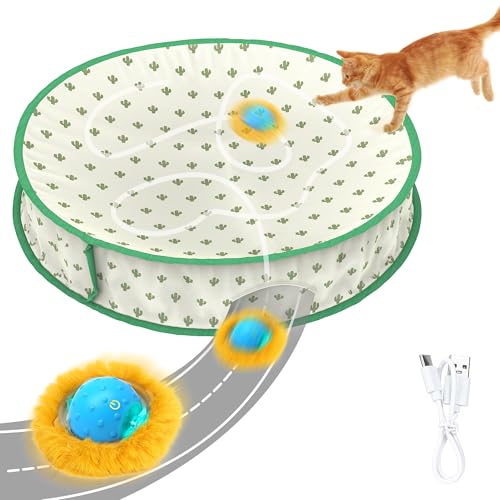 IOKHEIRA Katzenspielzeug Für Katzen Im Innenbereich | Interaktives Automatisches Katzenballspielzeug | Schnelles Rollen - Bewegungsaktiviertes Zwitschern | Versteckspiel, Mäusefangspiel von IOKHEIRA
