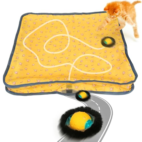IOKHEIRA Katzenspielzeug - Interaktives, wiederaufladbares, leises Katzenspielzeug für Wohnungskatzen, Gelb von IOKHEIRA