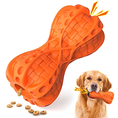 IOKHEIRA Kauspielzeug für Aggressive Kauer, Unzerstörbares Hundespielzeug, Ungiftig, Robust, Naturkautschuk, für Kleine mittelgroße und große Hunde (Blue) (Orange, Weben) von IOKHEIRA