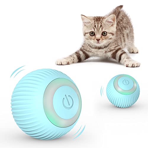 IOKHEIRA Katzenball mit LED-Licht, Elektrisch Zwei-Farben Katzenspielzeug Ball interaktives Spielzeug für Katzen, selbstdrehender 360-Grad-Ball, wiederaufladbares interaktives Ball (Dunkelgrün) von IOKHEIRA