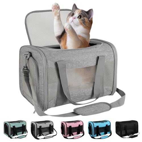 Katzentragetasche, Haustier-Tragetasche, weiche Seiten, Katzentasche, Fluggesellschaftszugelassen, Haustier-Reisetasche, bis zu 6,8 kg, faltbare Katzentragetasche für mittelgroße Katzen, kleine Katzentragetasche, Haustier-Tragetasche, weiche Seiten, Katzentasche, Fluggesellschaftszugelassen, Haustier-Reisetasche, bis zu 6,8 kg, faltbare Katzentragetasche für mittelgroße Katzen, kleine von IONRIVER