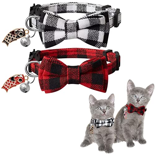 IOSPKKIO® 2 Stück Katzenhalsband, Katzenhalsbänder mit kleinen Fischen Personalisierte, verstellbare und sichere - Machen Sie Ihr Kätzchen zum Hingucker von IOSPKKIO
