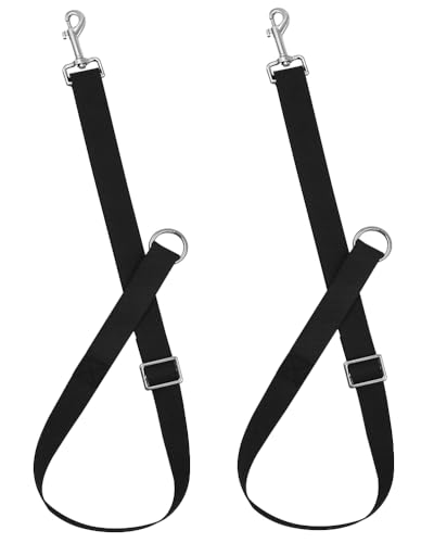 IOUALEY 2 x Pferde-Kleiderbügel, verstellbare Nylonbänder für Heusacknetze, Outdoor-Futterspender, robustes Pferdewasserfutter, zum Aufhängen, praktisch und einfach zu bedienen, schwarz von IOUALEY
