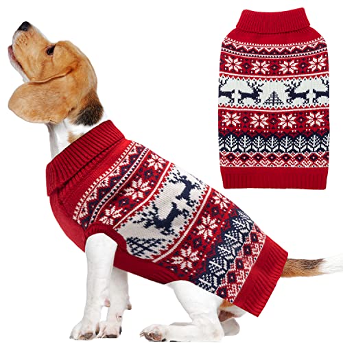 IPRAVOCI Hunde-Weihnachtspullover – Winter Warme Hundekleidung Strickwaren für kleine, mittelgroße und große Hunde – niedliches Schneeflocken-Elch-Muster Rollkragen kaltes Wetter Hundekostüm Outfits IPRAVOCI Hunde-Weihnachtspullover – Winter Warme Hundekleidung Strickwaren für kleine, mittelgroße und große Hunde – niedliches Schneeflocken-Elch-Muster Rollkragen kaltes Wetter Hundekostüm Outfits von IPRAVOCI