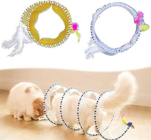 Gefaltetes Katzentunnel-Spielzeug für Indoor-Katzen, 2 Stück, zusammenklappbares Haustier-Katzenspielzeug mit Feder und Maus, interaktives Spielzeug, Spielzelt für Welpen, Kätzchen, Zubehör, Zuhause Gefaltetes Katzentunnel-Spielzeug für Indoor-Katzen, 2 Stück, zusammenklappbares Haustier-Katzenspielzeug mit Feder und Maus, interaktives Spielzeug, Spielzelt für Welpen, Kätzchen, Zubehör, Zuhause von IPVSML