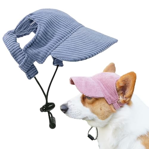 Baseballkappe für Hunde, Sommer, Strandvisier, Haustier, Katze, Hund, Baseballkappe, verstellbarer Sommer-Sonnenhut mit Ohrlöchern, für Strand und Spaziergänge im Freien (Blau, L) von IRCKONCI
